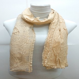 Premium Ari Diamond Lace Stole-Light Brown